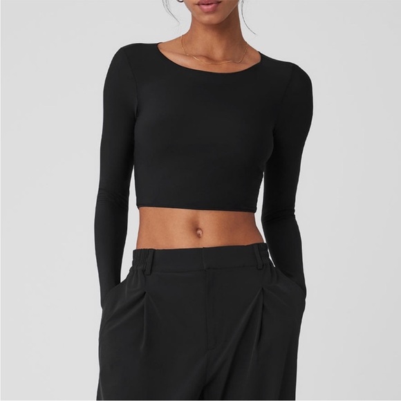 ALO Yoga Tops - Alo Sheer Illusion Crop Long Sleeve Top